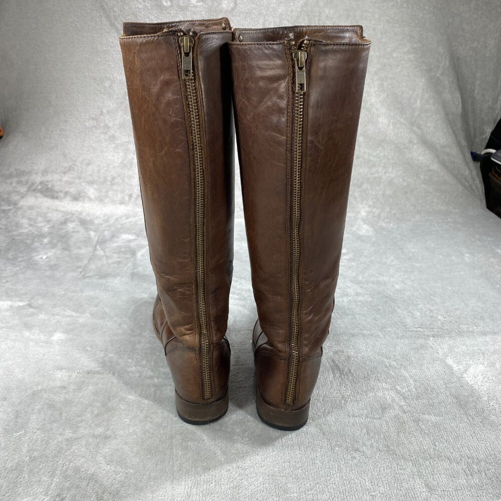Frye Melissa Riding Boots Womens 8B Brown Leather Stud Back Zip - Picture 2 of 10